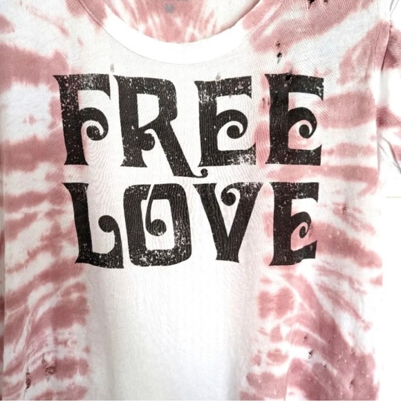 CHASER | Free Love Graphic. Tie Dye Distress Oversized Top. Size Medium. - Picture 3 of 4